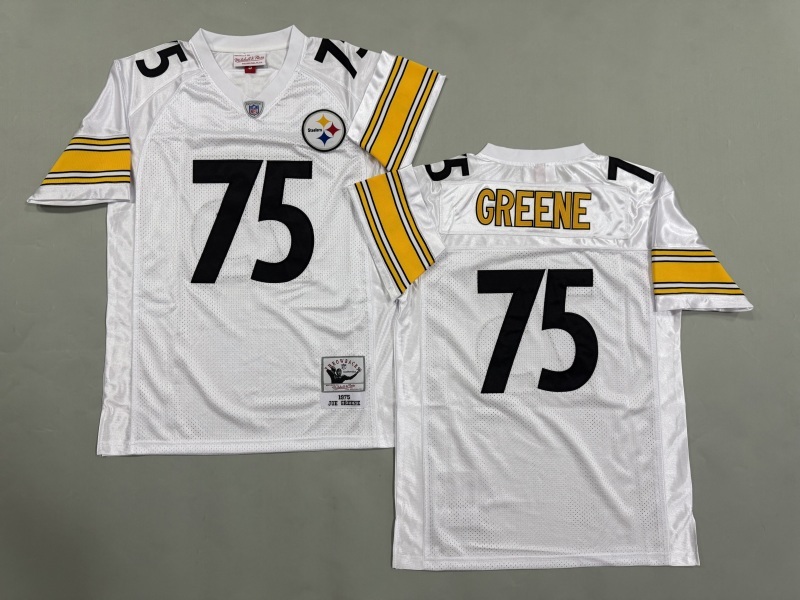Men 2025 Pittsburgh Steelers #75 Greene white Throwback Limited NFL Jersey style 001->pittsburgh steelers->NFL Jersey